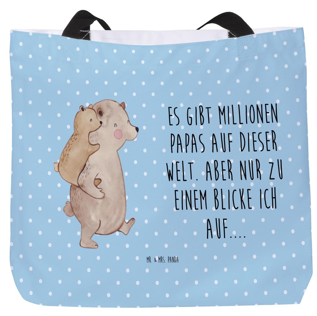 Mr. & Mrs. Panda Einkaufstasche Papa Bär - Blau Pastell - Geschenk, Vater, Geburtstag, Vatertag, Muttertag, Reisetasche, Unitasche, Tote Bag, Papi...