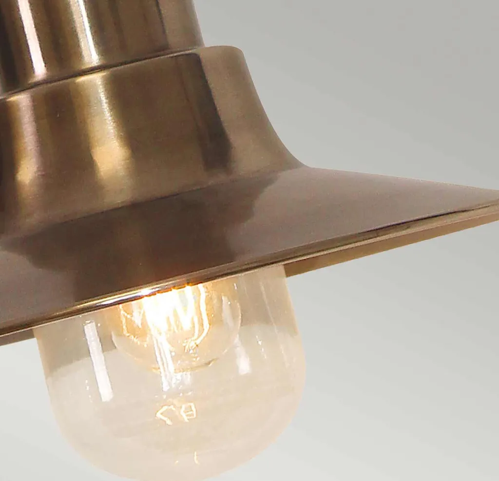Suspension Extérieure Sheldon E27 60W Laiton Massif et Verre Clair