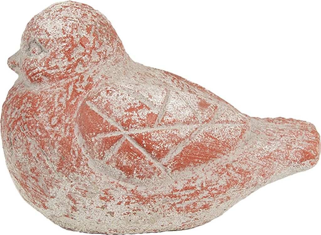 Clayre & Eef Dekorationsfigur Vogel 14x9x10 cm Grau Rot Stein