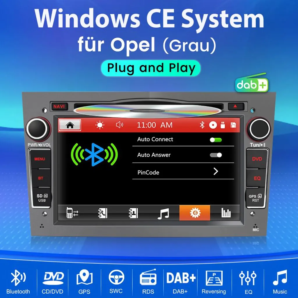 Autoradio tactile 7 pouces avec Bluetooth et commandes au volant pour Opel - 2
