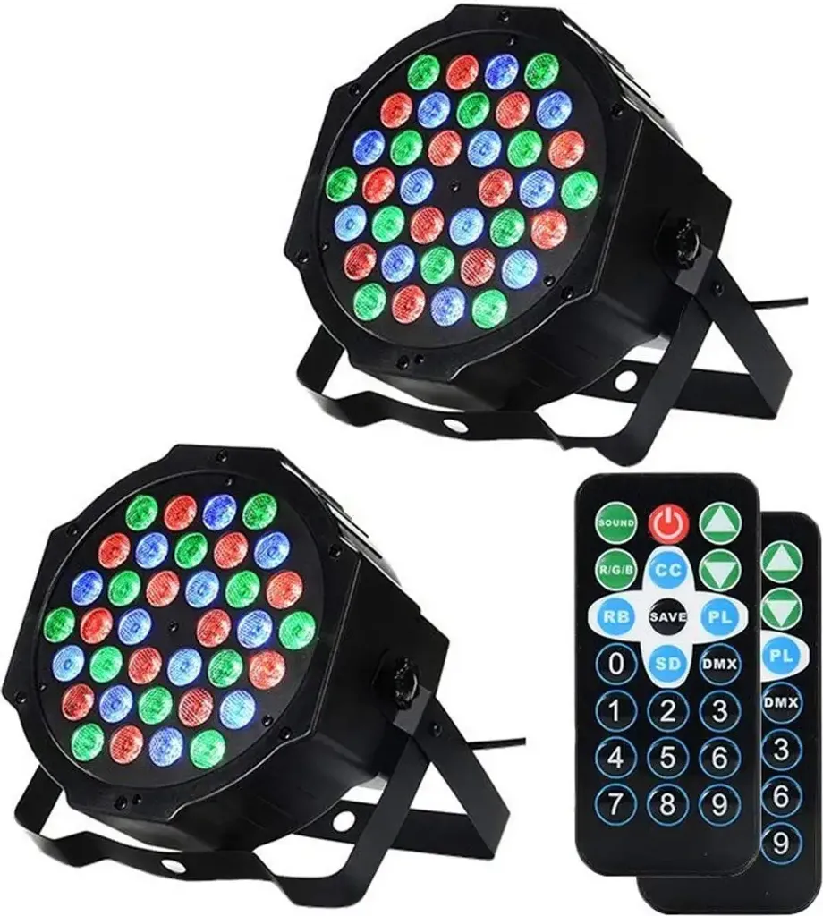 Projecteur LED Par 36 Perles RGB 7 Canaux DMX - Pack de 2 Éclairages