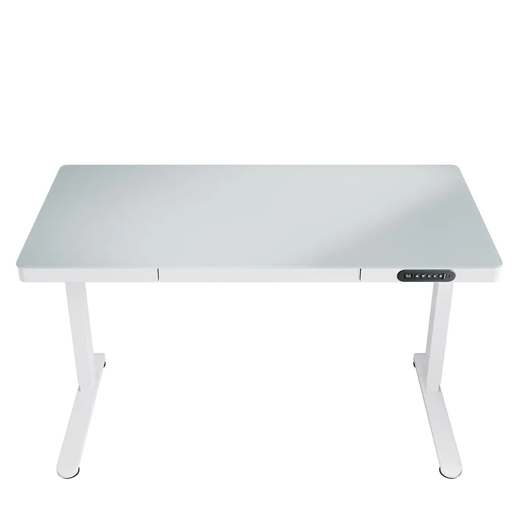 Bureau assis-debout électrique SONNI en verre blanc 120x60cm réglable