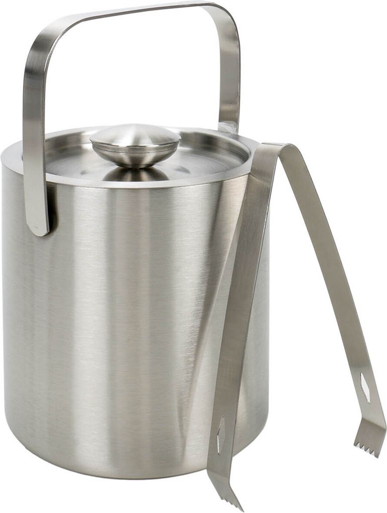 Doppelwandiger Edelstahl Eiskübel mit Deckel und Zange, Produktbild 