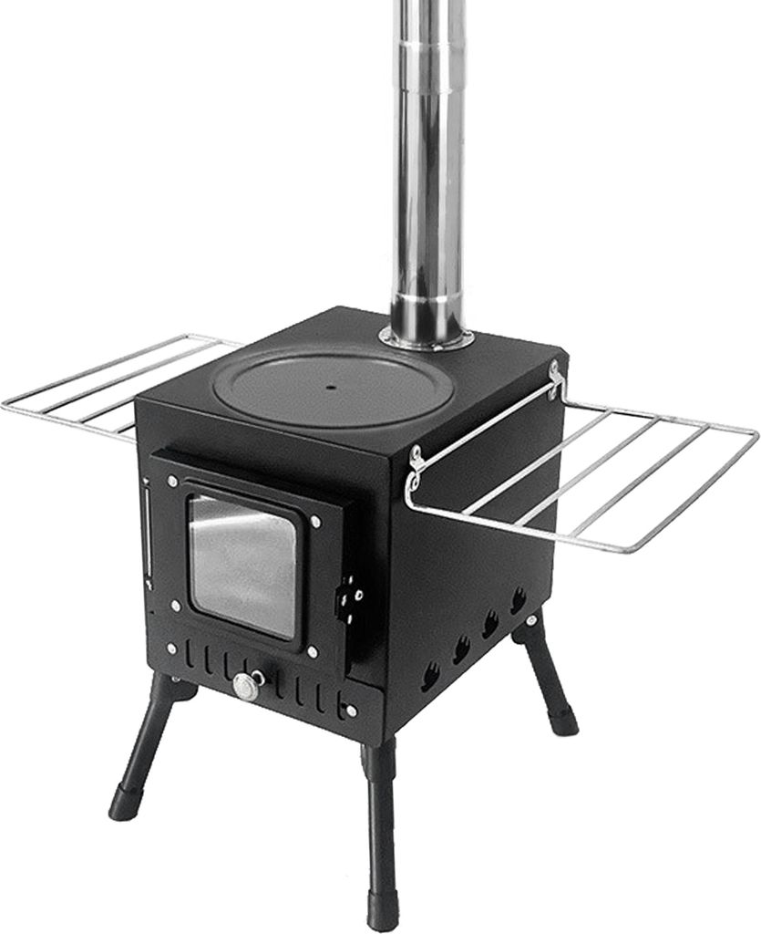 Holzofen fš¹r Camping im Freien, Brennholzofen, Edelstahl, faltbarer Heizer mit Zeltfeuer, Fenster, Terrassenkamin, Kochen am Lagerfeuer, ideal f...