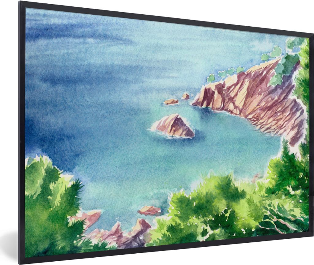 MuchoWow® MuchoWow® Gerahmtes Poster Meer - Berge - Wald Produktbild 