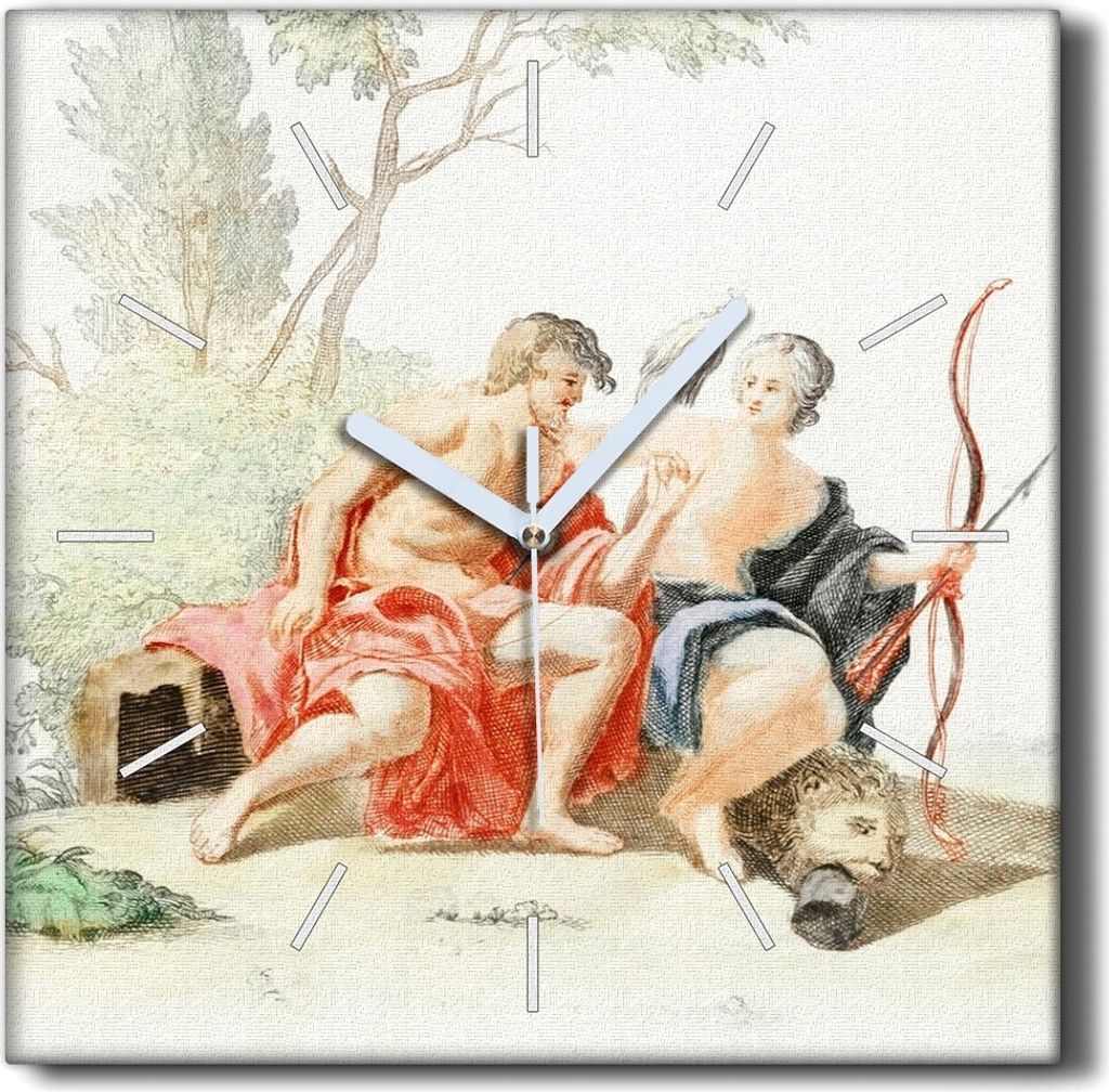 Coloray Hodiny Unikátní 30x30 cm Tiché hodiny Pro obývací pokoj a kuchyň Nástěnné hodiny Plátno Černé ručičky hodin - Staré Řecko