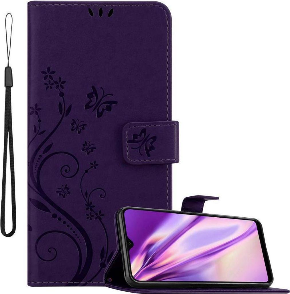 Cadorabo Hülle für Samsung Galaxy A10s / M01s Schutz Hülle in Lila Schutzhülle Handy Hülle Etui Case Blumen Flower