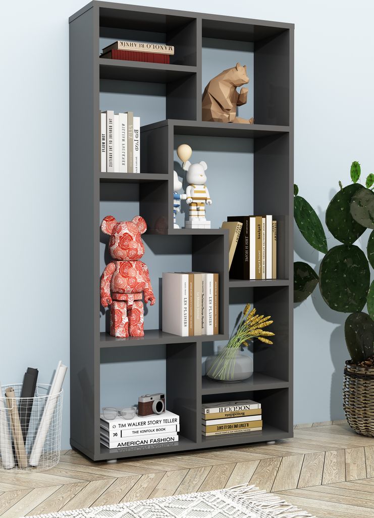 VCM Holz Standregal Bücherregal Medienregal Aufbewahrung Raumteiler Deko Regal Lanisa M