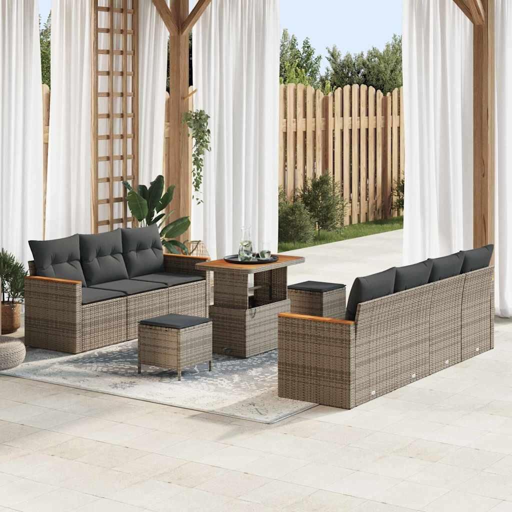 Maison Exclusive - Gartensofa-set 10 pcs Grau Poly-Rattan