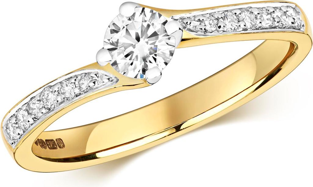 Funkelndes Feuer 9 Karat (375) Gold Solitär Verlobung Damen - Diamant Ring Brillant-Schliff 0.47 Karat H - I1, 57 (18.1); TRS321469KYRSP