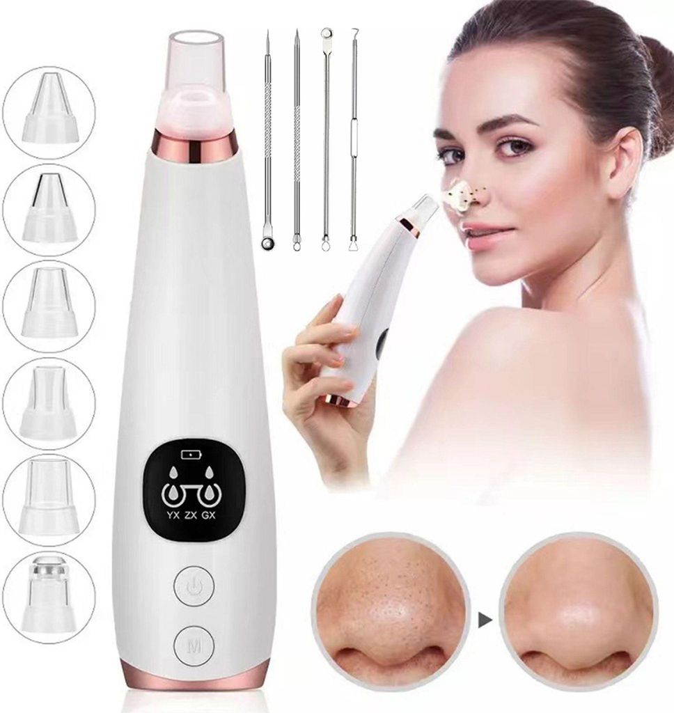 Porenreiniger, Mitesserentferner, Set, 3-tlg., 6 austauschbare Saugköpfe, 3 Saugmodi, Vakuumsauger, Mitesser Entferner, USB-Aufladung