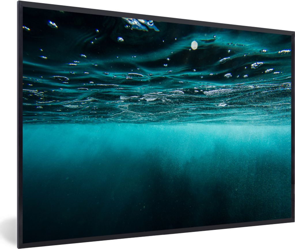 MuchoWow MuchoWow Gerahmtes Poster Meer - Unterwasser - Blau 30x20 cm - Poster mit zchwarzem Bilderrahmen - Kunstdruck - Bild-Poster