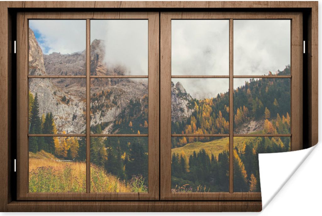 MuchoWow Poster Aussicht - Berg - Baum 60x40 cm - Schlafzimmerdekoration