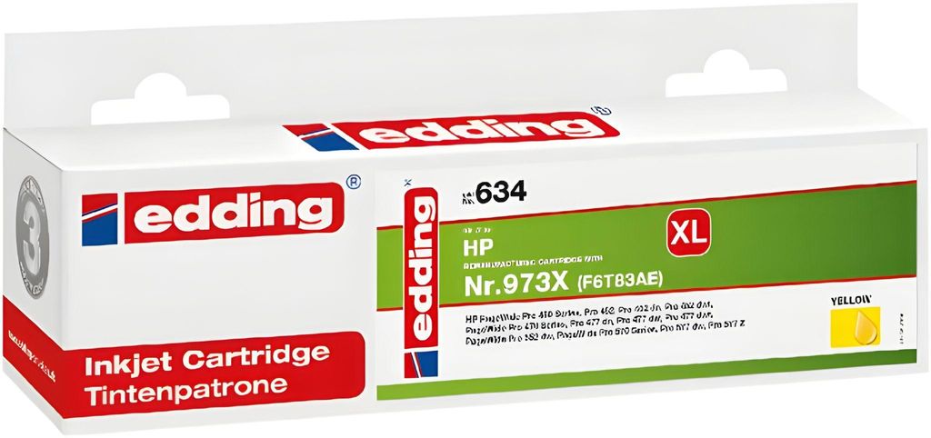 edding EDD-634 gelb Druckerpatrone kompatibel zu HP 973X (F6T83AE)