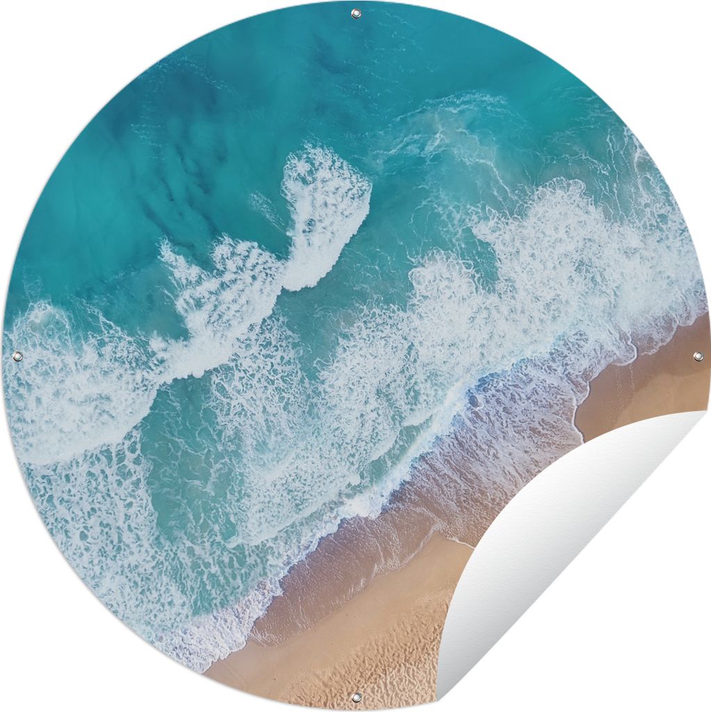 MuchoWow Gartenposter Outdoor-Poster Rund Strand - Wasser - Meer Ø 90 cm Gartendeko Rundes Poster draußen