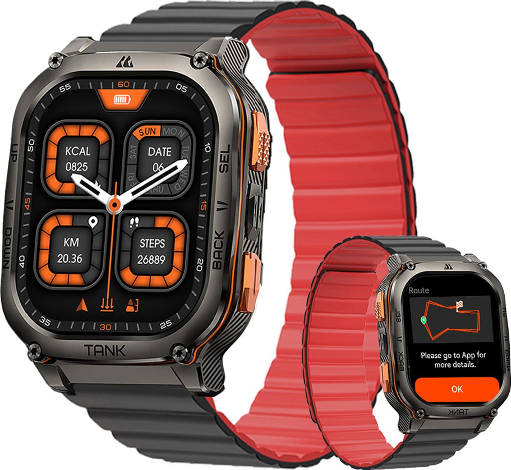 KOSPET TANK M3 Ultra GPS Smartwatch für Herren Smartwatch Damen 480mAh Akku 5 ATM & IP69K Wasserdicht Herzfrequenz Monitor Schlaftracker für Vate...