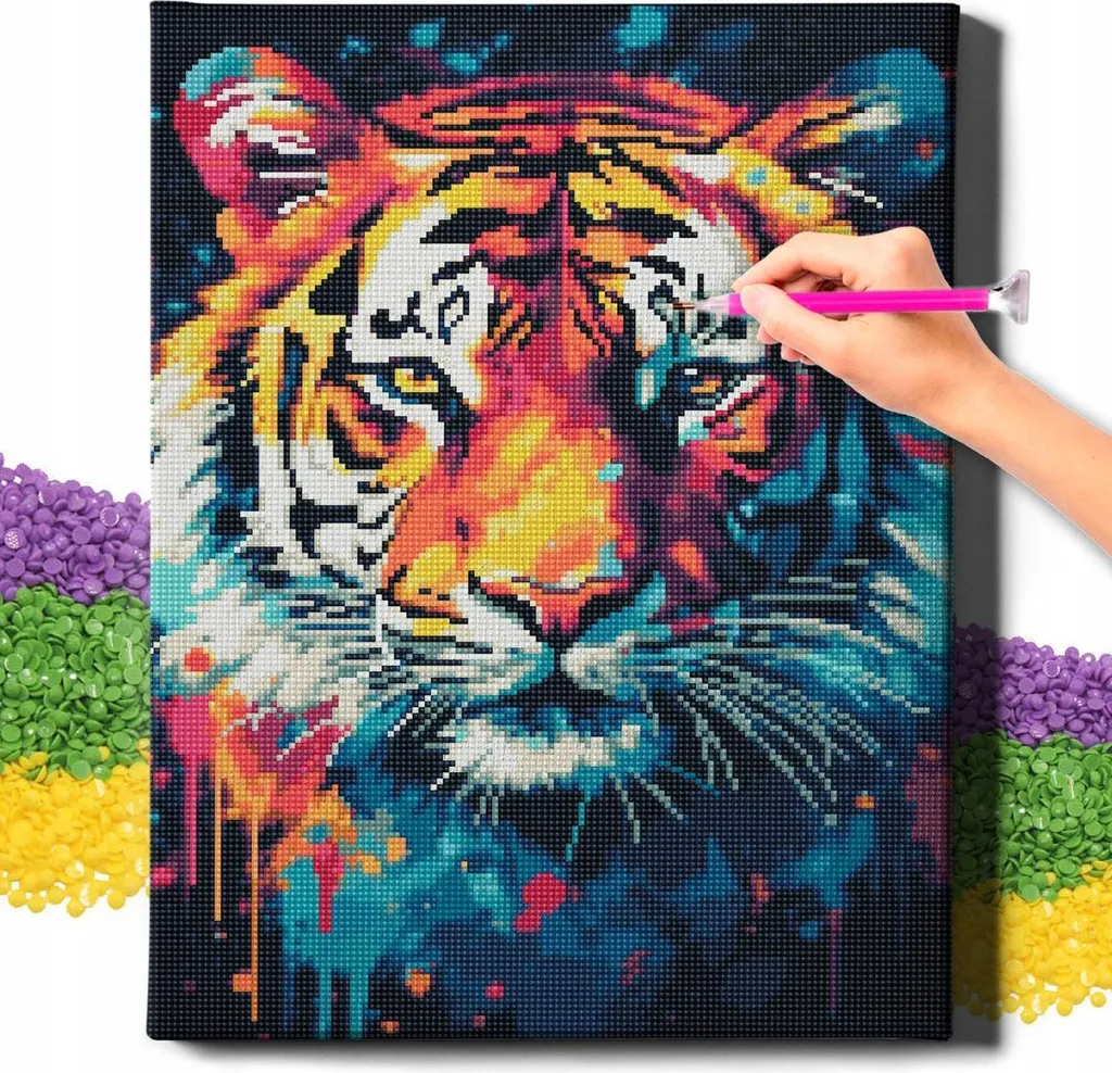 Décoration murale Tigre en peinture diamant 5D 40x50 cm à faire soi-même