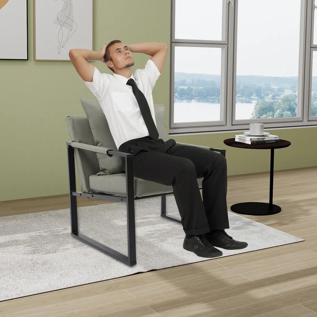 Fauteuil rembourré mousse haute densité avec structure métal stable - 3