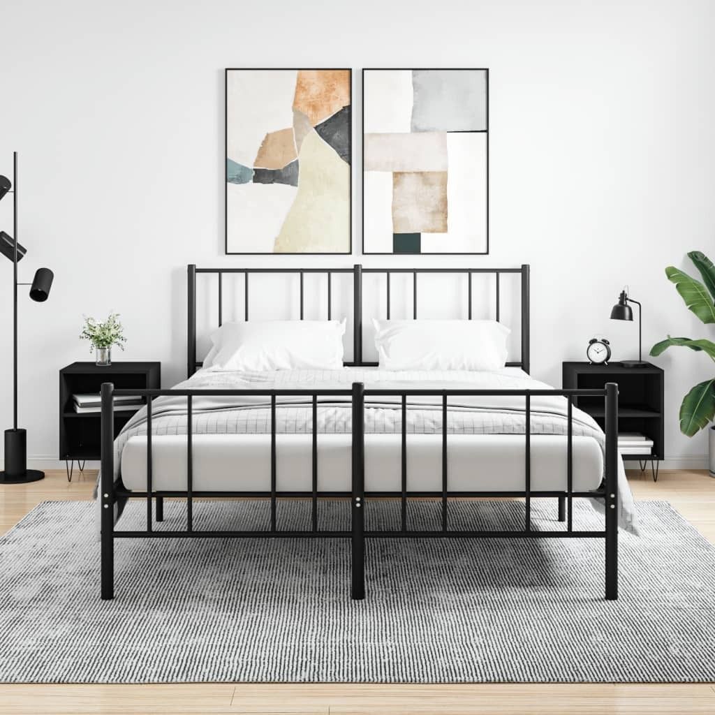 vidaXL Nachttische 2 Stk. Schwarz 40x30x50 cm Holzwerkstoff - Nachttisch - Nachttischschränke - Nachtschrank - Bettschrank