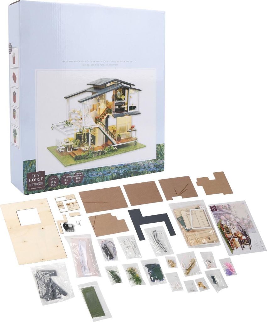 DIY Dollhouse Miniatur romantische Holzgartengebäude 3D -Möbelgeschenk