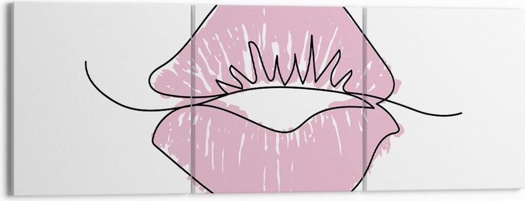 Bild auf Leinwand - Leinwandbild - 3 Teile - Mund Bild Modern - 150x50cm - Wand Bild - Wanddeko - Wandbilder - Leinwanddruck - Bilder - Wanddekorat...