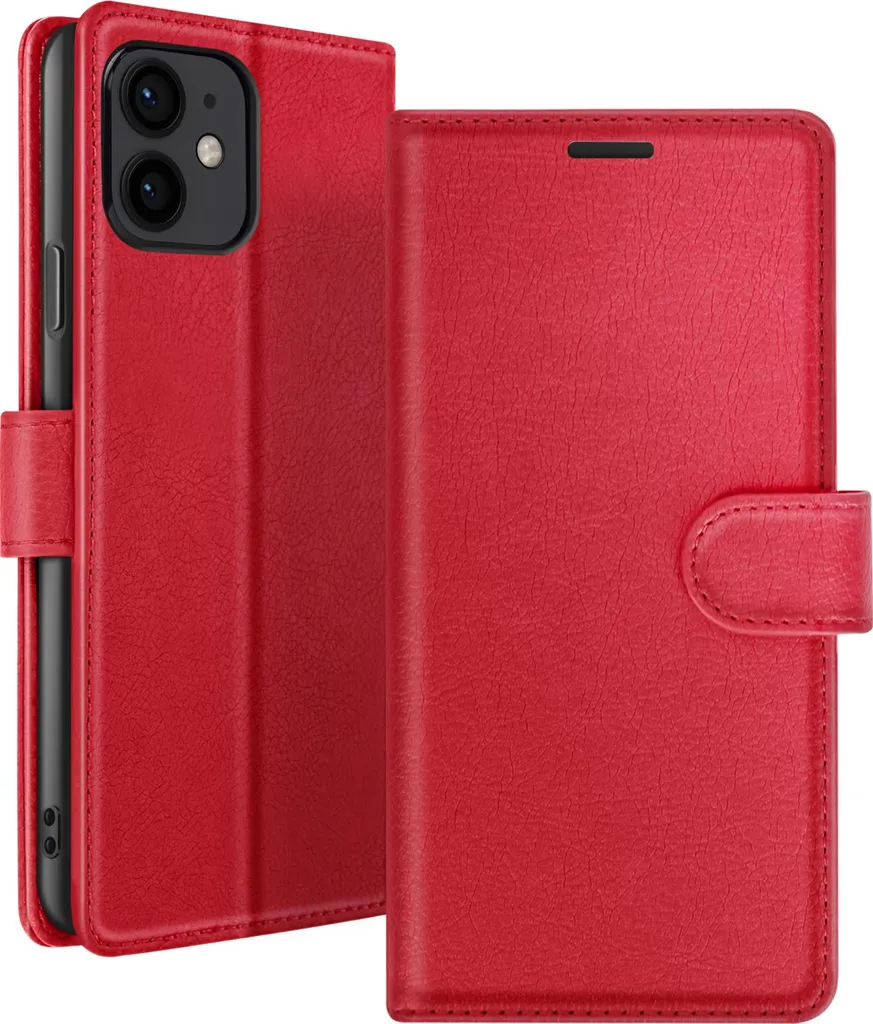 Zanaé, custodia a portafoglio per iPhone 12 mini con chiusura magnetica, rosso