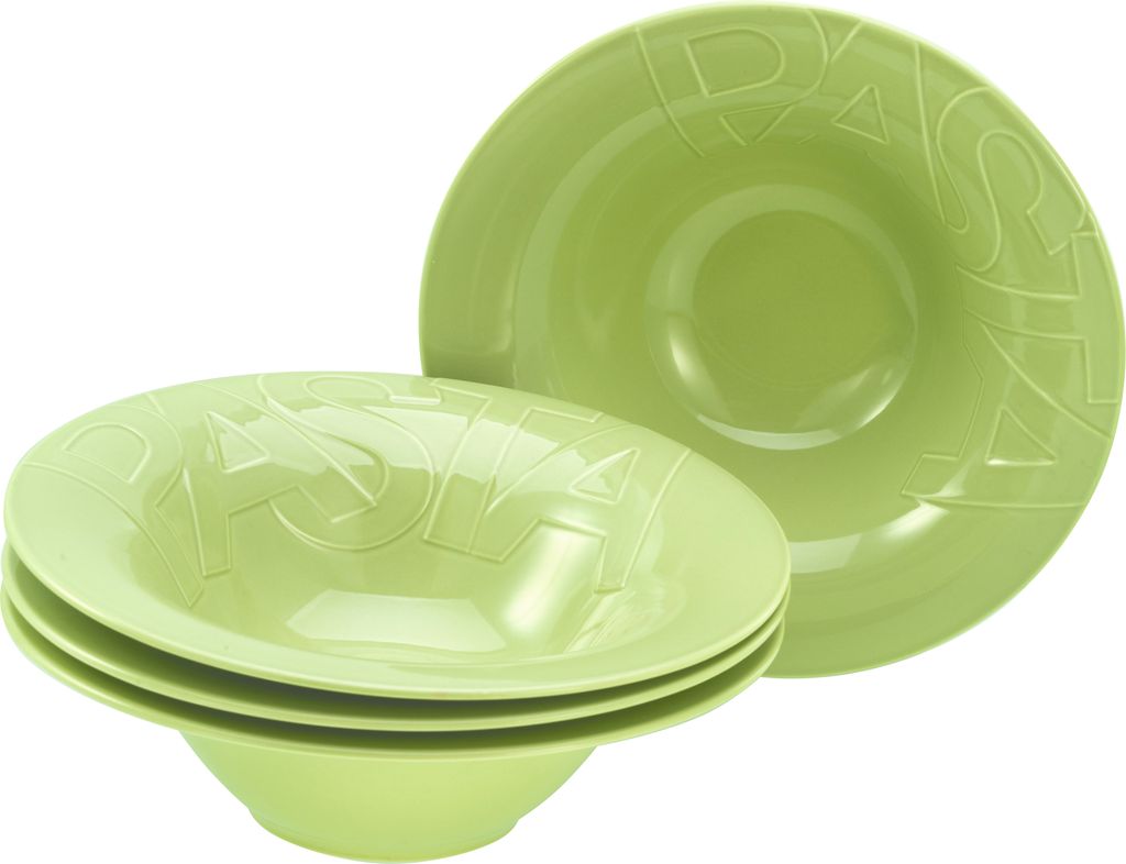 CreaTable, 21671, Gourmet Grün, Pastateller 4-tlg, Porzellan