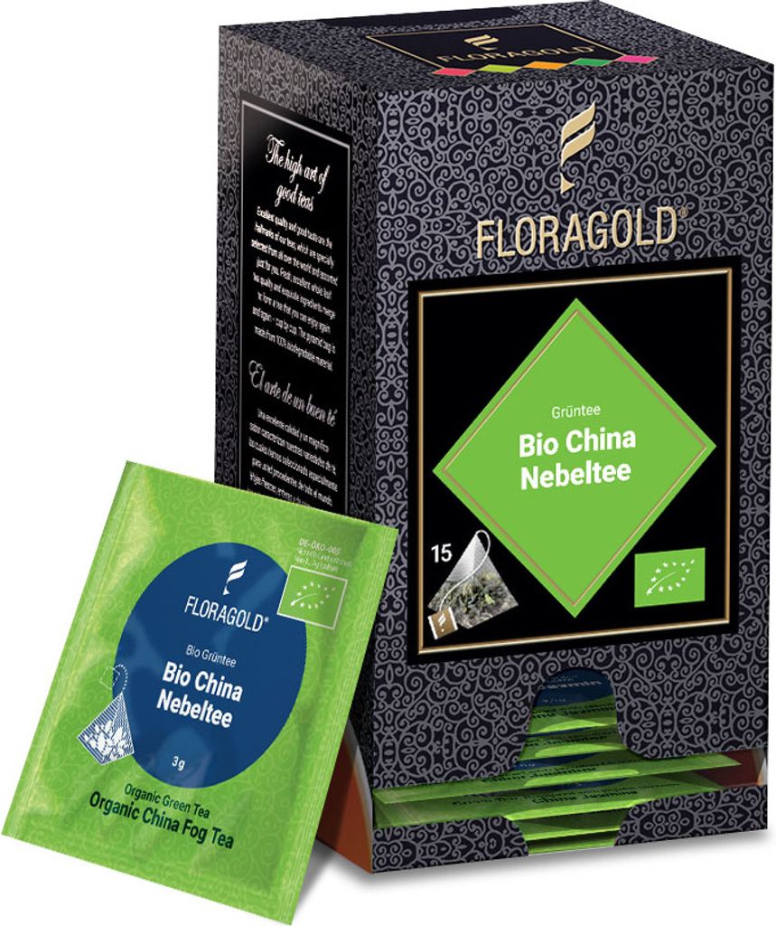 Floragold  Grüntee China Nebeltee, 15er Pyramidenbeutel Produktbild 