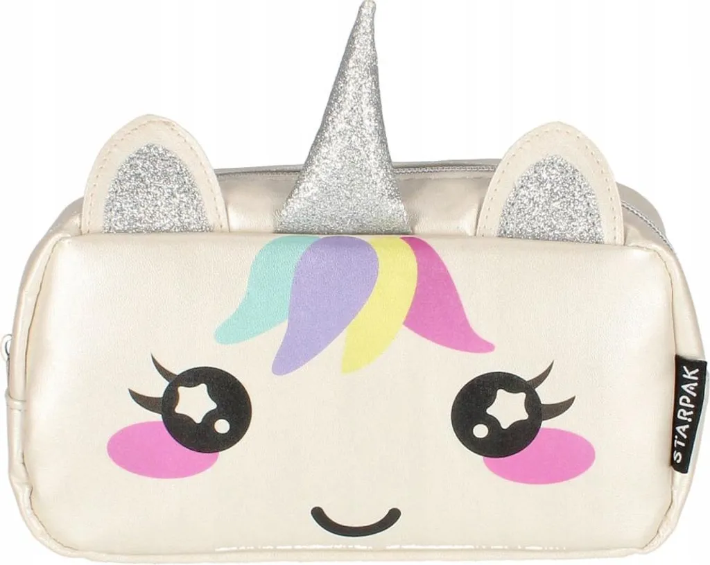 Astuccio Scuola Unicorno Spazioso - Portapenne Argento Plastica con Cerniera