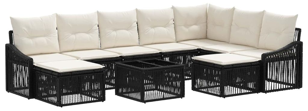 vidaXL Gartensofa-set 10 pcs Schwarz Poly-Rattan