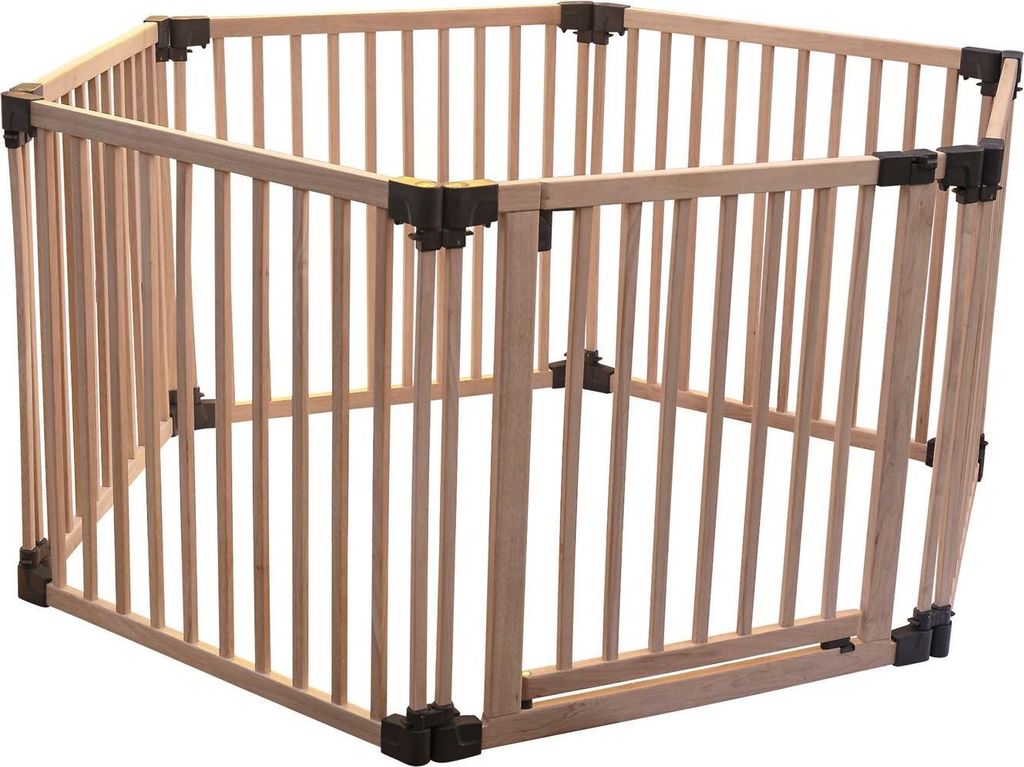 Safetots HolzSpielbereichSechseck, 6 x 80cm, Naturholz, 76cm Hoch