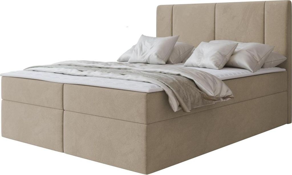 MIRJAN24 Boxspringbett mit zwei Bettkästen Michelle, Schlafzimmer, Dopellbett mit Topper (Farbe: Manila 02, Größe: 140x200 cm)