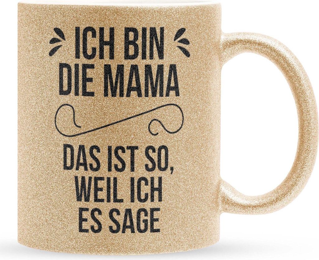 22Feels Glitzertasse Gold Mama Geschenk Muttertag Mutter Geburtstag Kaffeetasse Frauen Weihnachten Haferl Geschenkidee Bürotasse