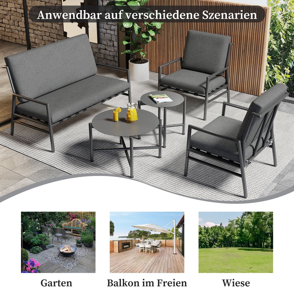 Merax Gartenmöbel-Set für 4 Personen, 5-tlg. Sitzgruppe mit Produktbild 3