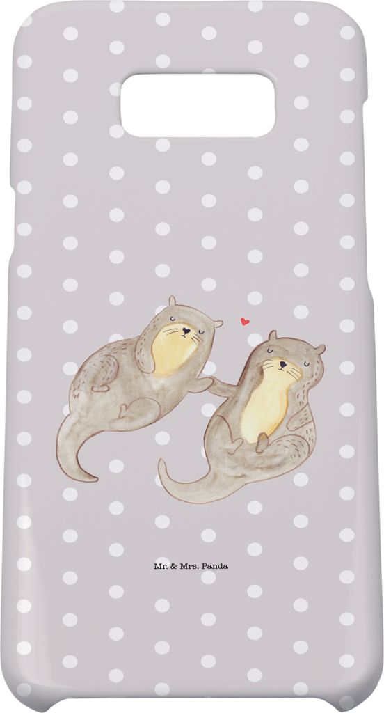 Mr. & Mrs. Panda Samsung Galaxy S8 plus Handyhülle Otter Hände halten - Grau Pastell - Geschenk, Handy, Seeotter, Verliebt, Hülle, Cover, Liebe,...