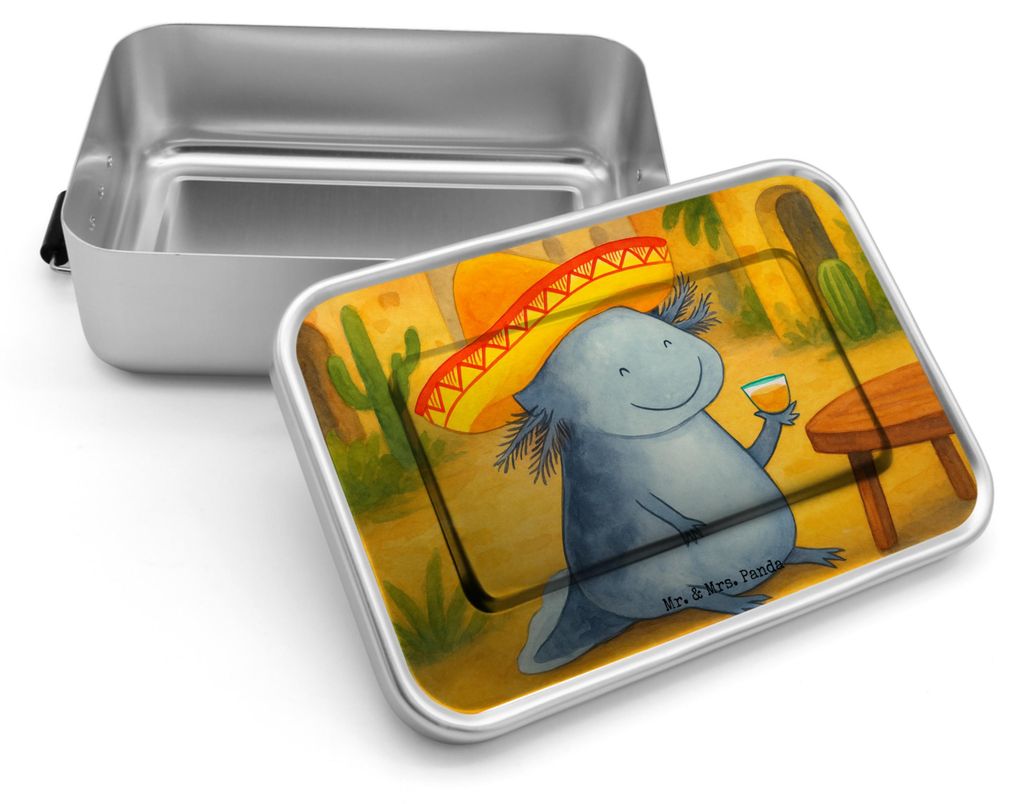 Mr. & Mrs. Panda Lunchbox Axolotl Tequila Design - Weiß - Geschenk, Spruch, Zitrone, Party, Metallbox, Essensbox, Snackbox, Urlaub, Vesperbox, Mol...