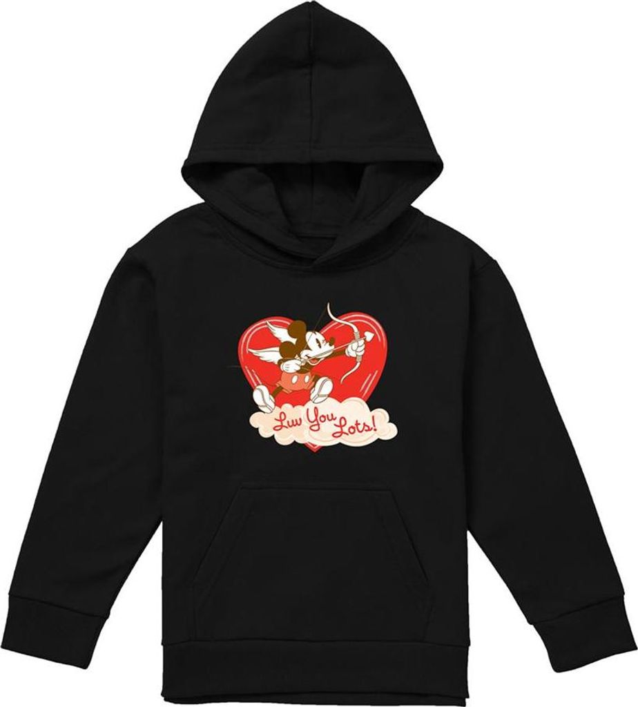 Disney - "Luv You Lots!" Kapuzenpullover für Kinder, Vintage, Valentinstag TV22252 (128) (Schwarz)