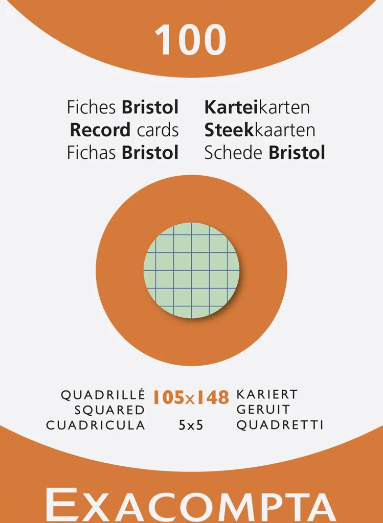Exacompta 10x Étuis de 100 Fiches Bristol A6 105x148mm Quadrillé 5x5