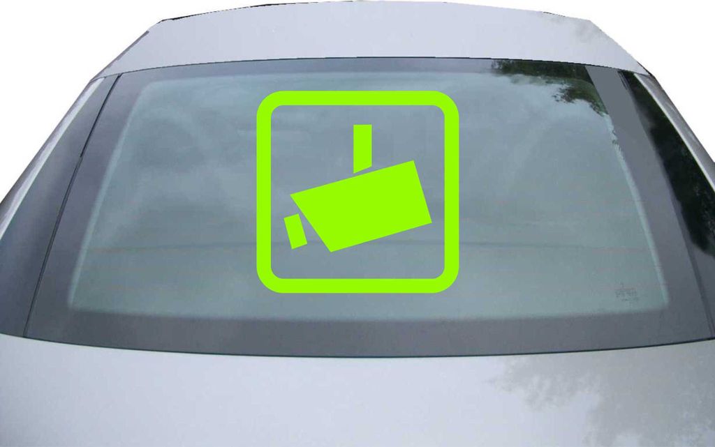 Indigos UG - Aufkleber Heckscheibe & Motorklappe DE2325 - neongrün - 600x600 mm - Videoüberwacht - Auto Scheiben Fenster Heckklappe Tuning Racing...