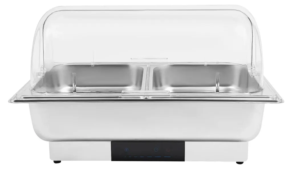 Réchaud électrique en acier inoxydable à 2 compartiments - Design Argent