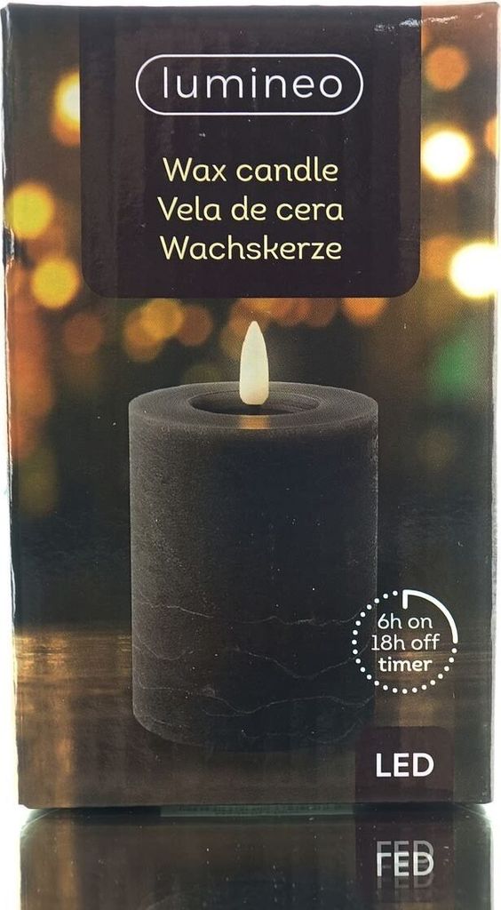 Lumineo LED Wachskerze Grey grau Ø 7 cm Höhe 11,2 cm Produktbild 