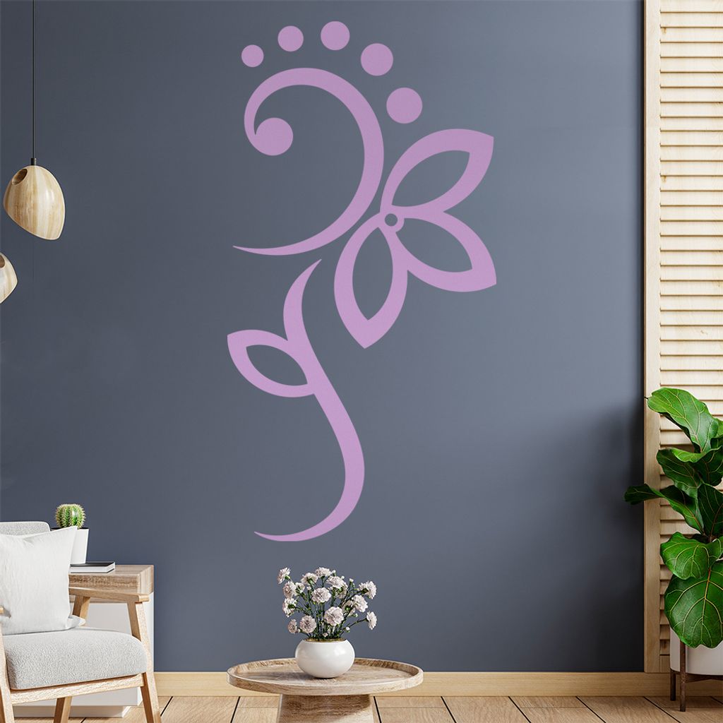 Blume - Linien Punkte Wandtattoo in 6 Größen - Wandaufkleber Wall Sticker - Dekoration, Küche, Wohnzimmer, Schlafzimmer, Badezimmer