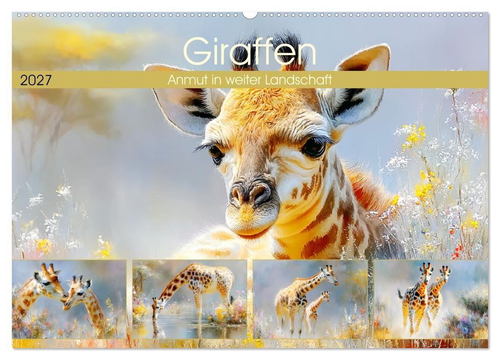 Giraffen. Anmut in weiter Landschaft (Wandkalender 2027 DIN A2 quer), CALVENDO Monatskalender