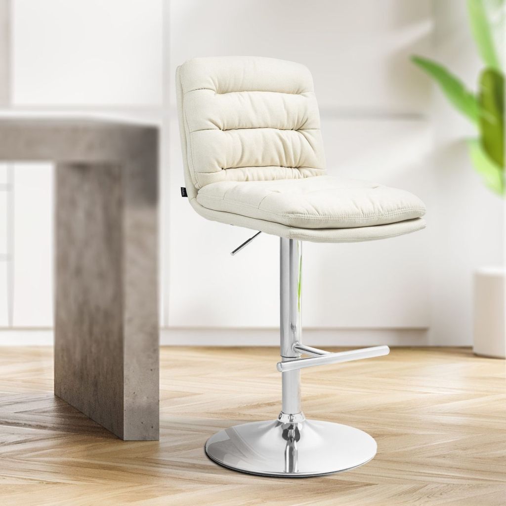 Barhocker Damar Stoff chrom creme Produktbild 