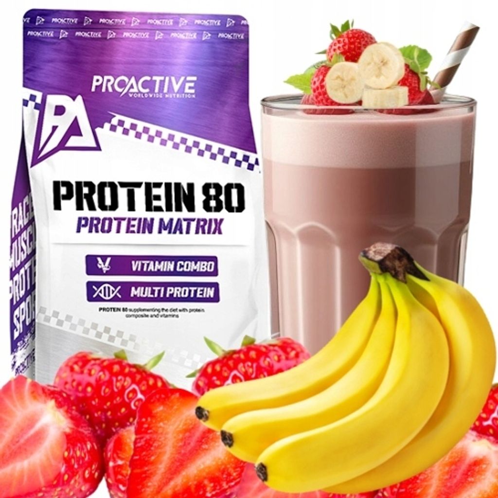 WPC srvátkový proteín vitamíny C B E banán-jahoda ProActive Obrázok produktu 