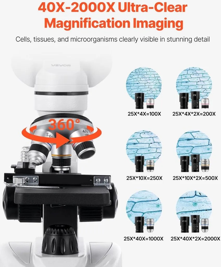 Microscope composé binoculaire professionnel 40-2000X haute précision