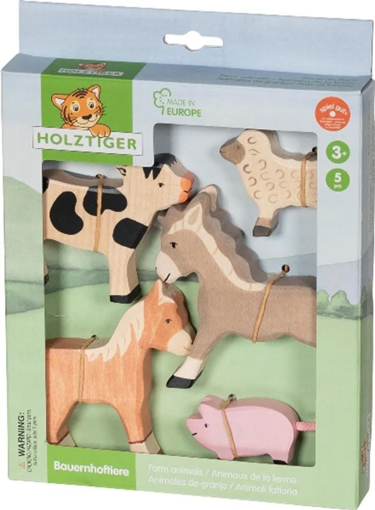Jouet d'éveil en bois : ensemble animaux de la ferme pour petit enfant - 2