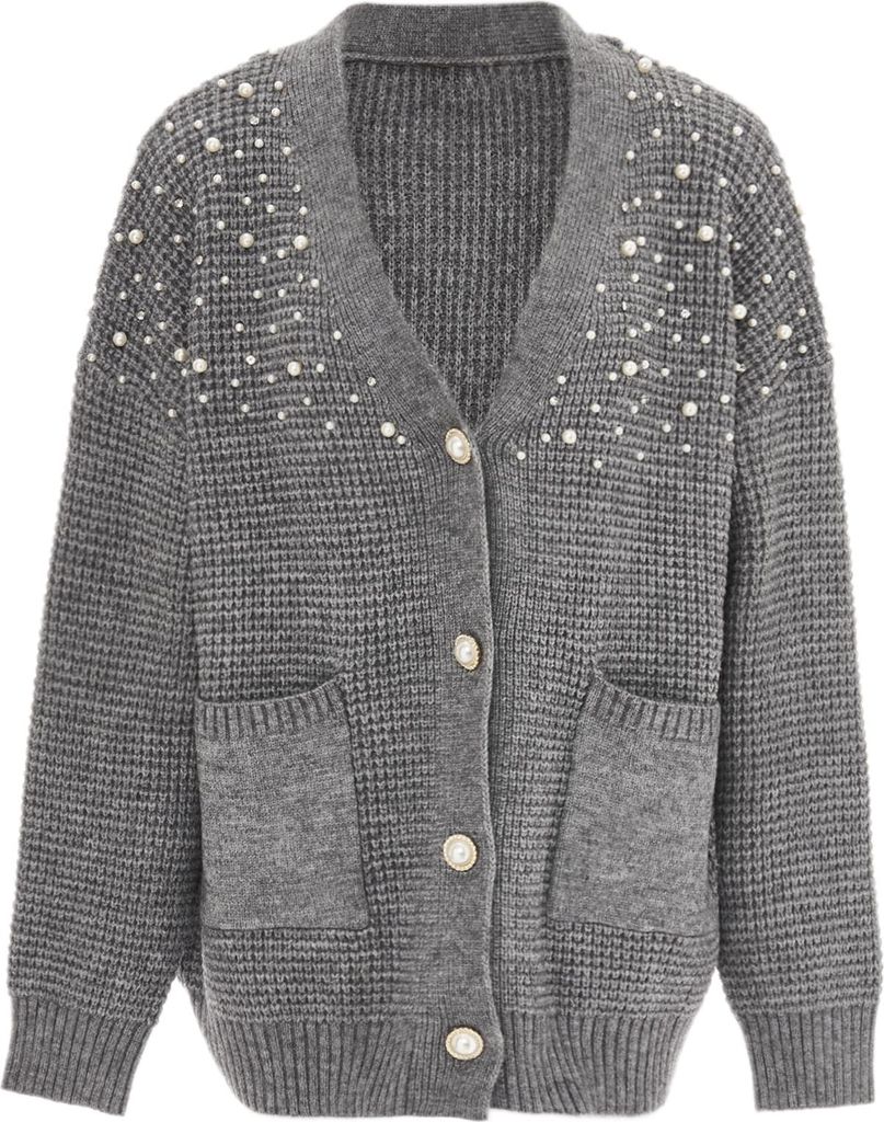 caissa damen strickjacke - hellgrau melange, M