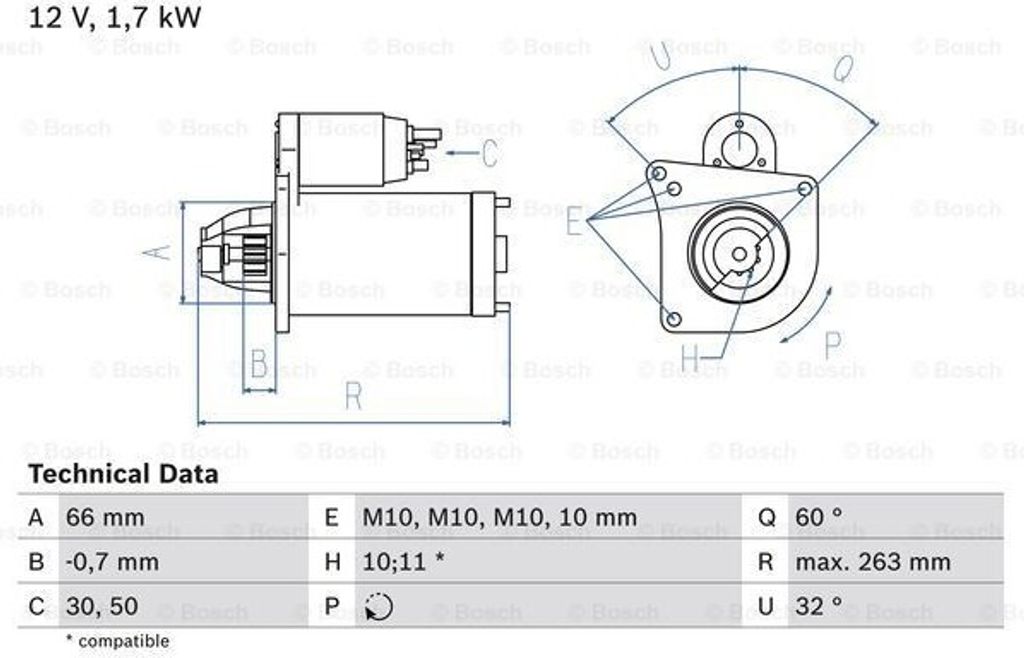 BOSCH Anlasser t 0 986 013 200 für OPEL Arena Kastenwagen (A97) Arena Bus (A97)