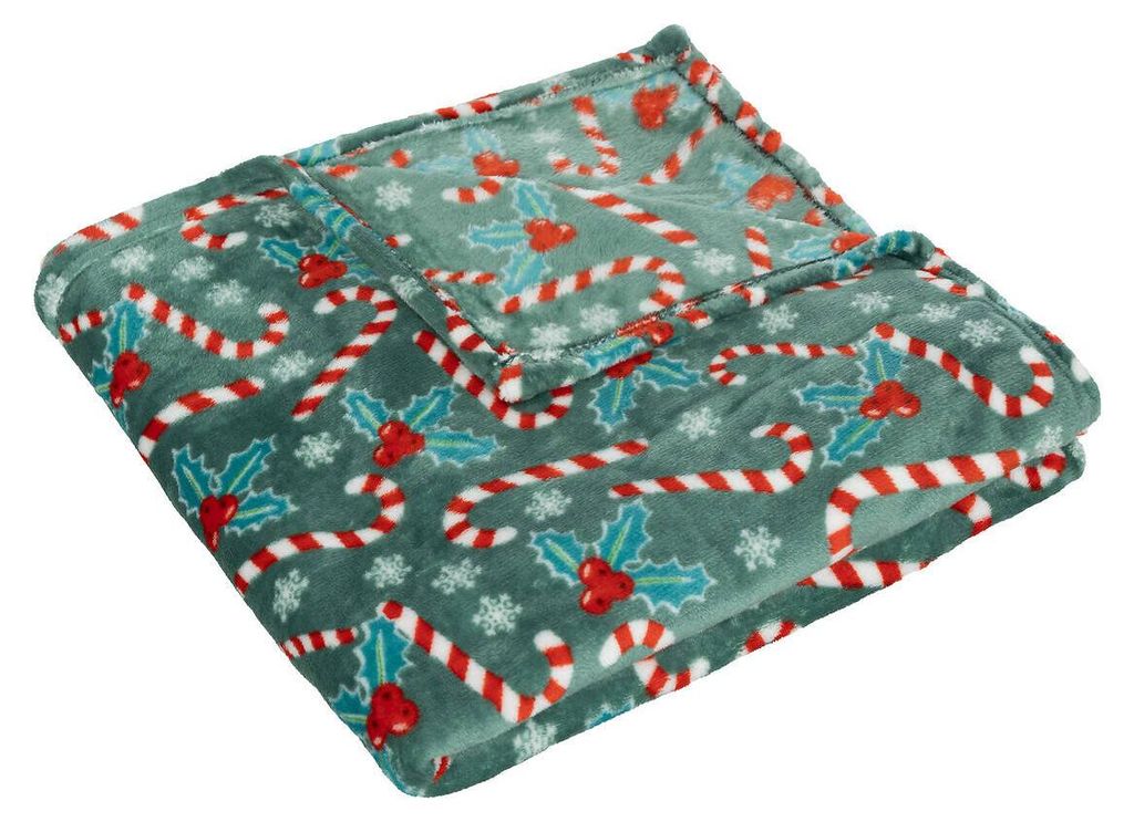 ATMOSPHERA | Wohndecke - Weihnachtsdecke - grün mit bunten Produktbild 